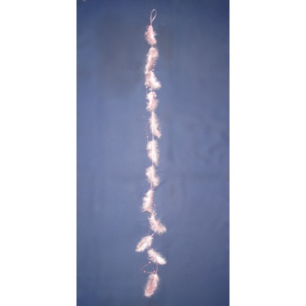 Déco suspendre rose - 12 plumes, perles