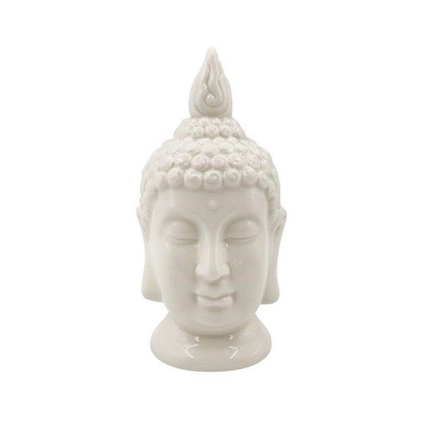 Buddha Kopf Porzellan weiss, H 18cm