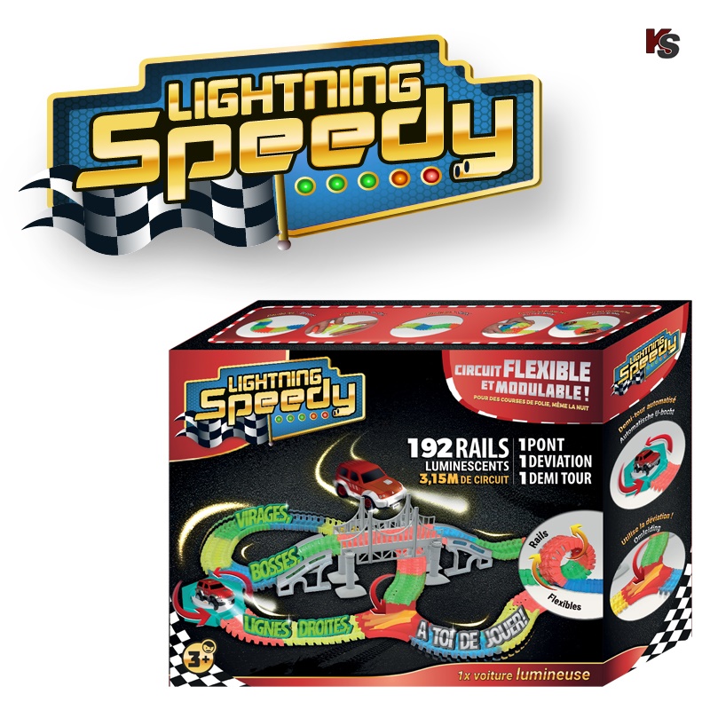 Circuit flexible et modulable Lightning Speedy 192 rails