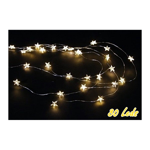 Illumination de Noël 80 LED étoiles 1.6m