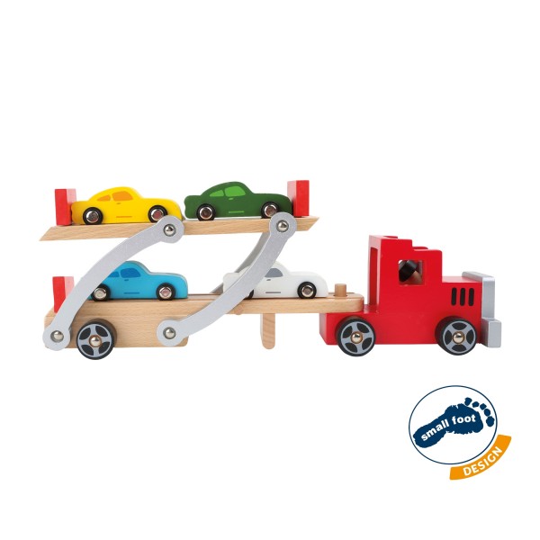 Camion transport voitures jouet en bois