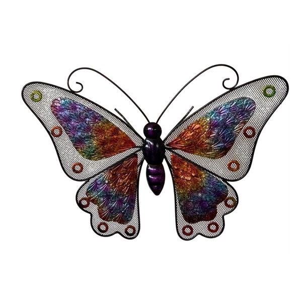 Papillon Coloré décoration métal h 29cm