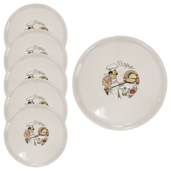 Assiette à pizza 33cm Pizzaiolo lot 6 pc
