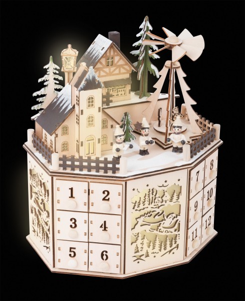 Weihnachtskalender mit Weihnachtspyramide, aus Holz  KochShop.ch - Haushalt - Spielwaren 