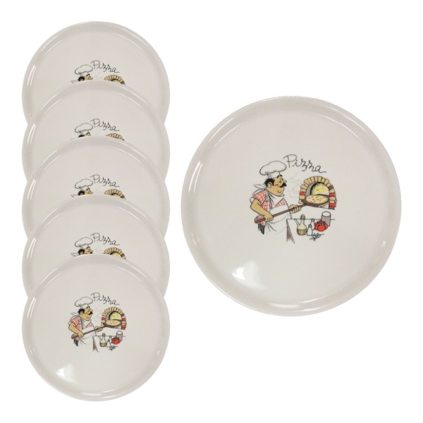 Assiette à pizza 31cm, Pizzaiolo lot 6 pc