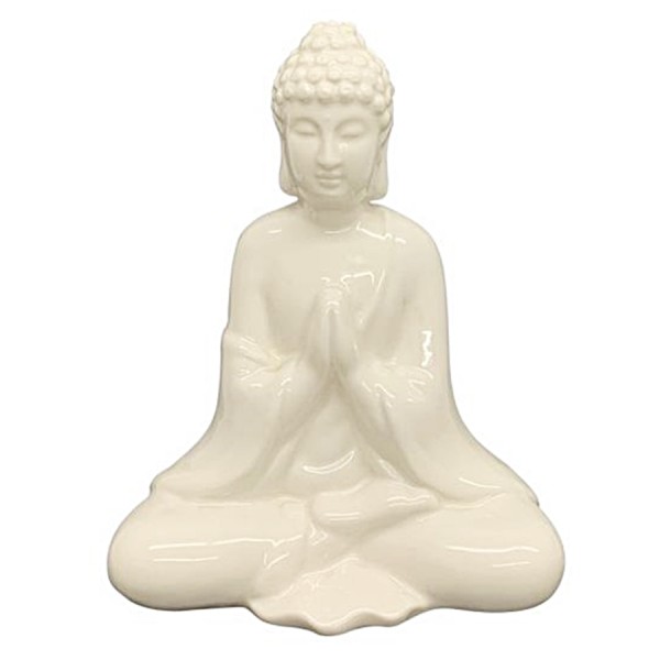 Buddha Figur Porzellan weiss, H 21 cm