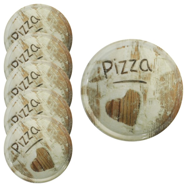 Assiette à pizza 33cm, décor: Coeur lot 6 pc