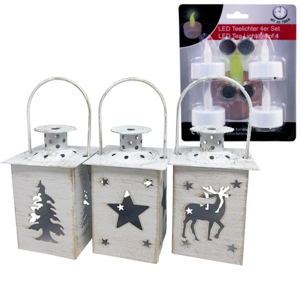 Windlichter 3er Set, Teelicht Set P+