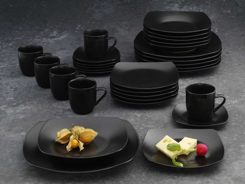 Geschirr BISTRO SQUARE BLACK 30 teiliges Geschirrset Haushalt - Spielwaren - Geschenke
