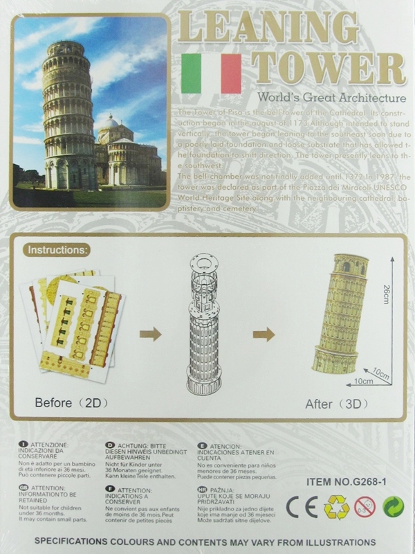 Schiefer Turm Pisa 3D Puzzle CubicHappy Bauwerk Leaning Tower 3D Puzzel