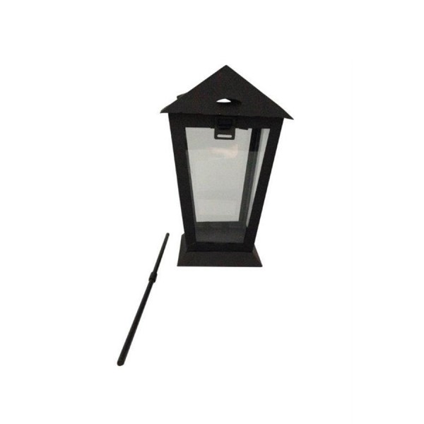 Lanterne funéraire noir avec tige, 25 cm